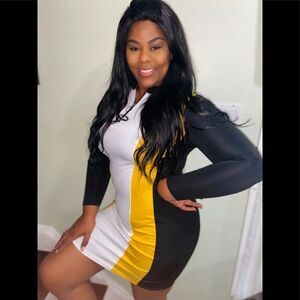 Long Sleeve Color Block Dress